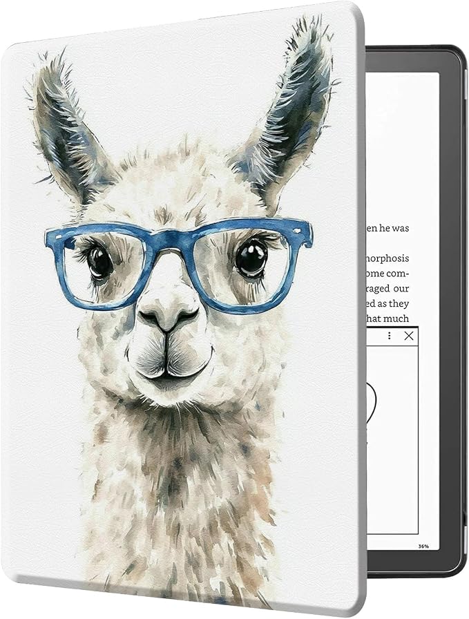 Case for Kindle Scribe 10.2 Inch (2022 Released) PU Leather Cover with Auto Sleep Wake for 10.2 Kindle Scribe Alpaca with Glasses