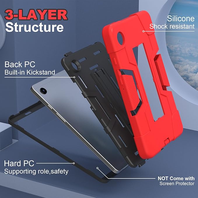 case for Galaxy Tab A9 8.7 2023 Case Hard PC Soft Silicone Kickstand Rugged Heavy Duty High Impact Protective Case for Samsung Galaxy Tab A9 8.7 Inch 2023 SM-X110 SM-X115 Black