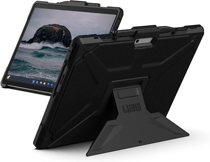 URBAN ARMOR GEAR UAG Designed for Microsoft Surface Pro 13 12/11 Edition Case with Built-in Kickstand &amp Pen Holder Compatible with Type Cover Keyboard Rugged Protective Cover Metropolis Black