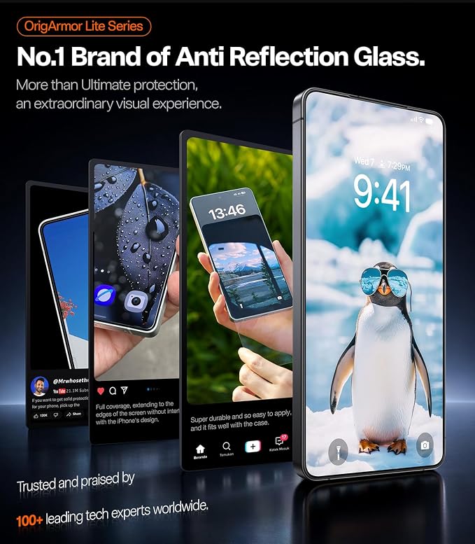 TORRAS OrigArmor for Samsung Galaxy S26 Ultra Screen Protector [100% Anti Reflection] [Full Coverage Fit] Military-Grade Shatterproof 9H+ Tempered Glass Anti-Scratch Screen Protector S26 Ultra 1-Pack