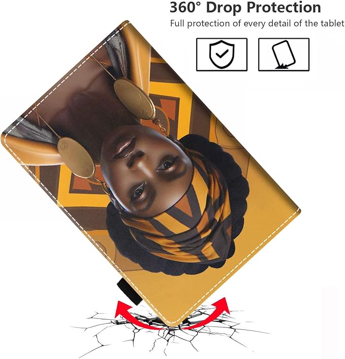 Case for Amazon Kindle Fire 7 Tablet (9th/7th Generation 2019/2017 Release 7 Display) with Card Slot &amp Auto Sleep/Wake - Slim Folding Stand Folio Cover - African Women