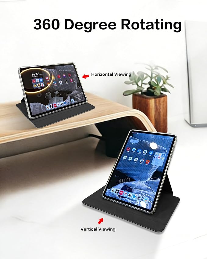 Magnetic Case for iPad Pro 11 Inch 2025/2024 Compatible with iPad Pro M5/M4 Protective Cover with Removable 360 Degree Rotating Slim Stand Auto Wake/Sleep Pencil Holder Black