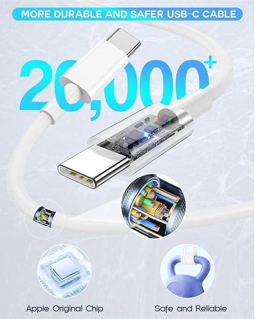 USB C to USB C 240W USB C Cable 2-Pack 10ft C to C Cable Fast Charging for MacBook Pro/MacBook Air iPad Pro/iPad Air iPhone 16 15 Pro Max Plus Samsung GalaxyCompatible 140W/100W/65W/45W/35W/20W