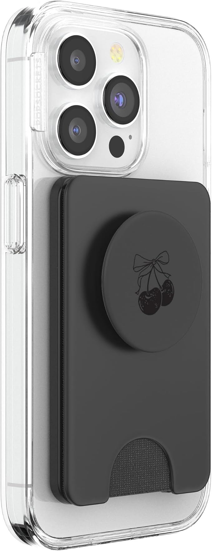 Minimalist Black Cherries with Bow PopSockets PopWallet for MagSafe
