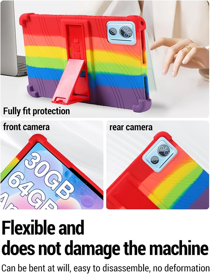 for DEERTiME E15 10 inch Android 15 Tablets Protective caseShockproof Lightweight Silicone Protective Cover with StandChild-Friendly ProtectionEasy to Clean DesignBlack