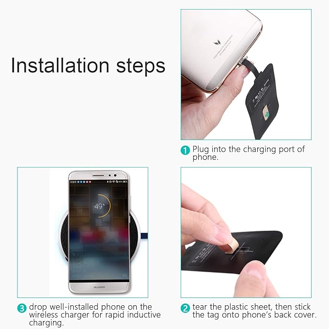 Nillkin Wireless Charging Receiver and Adapter Qi Wireless Charger Receiver Module for Google Pixel 3A XL Samsung Galaxy A13/A14/A15/A42 LG and Other USB C Phones Type C Long