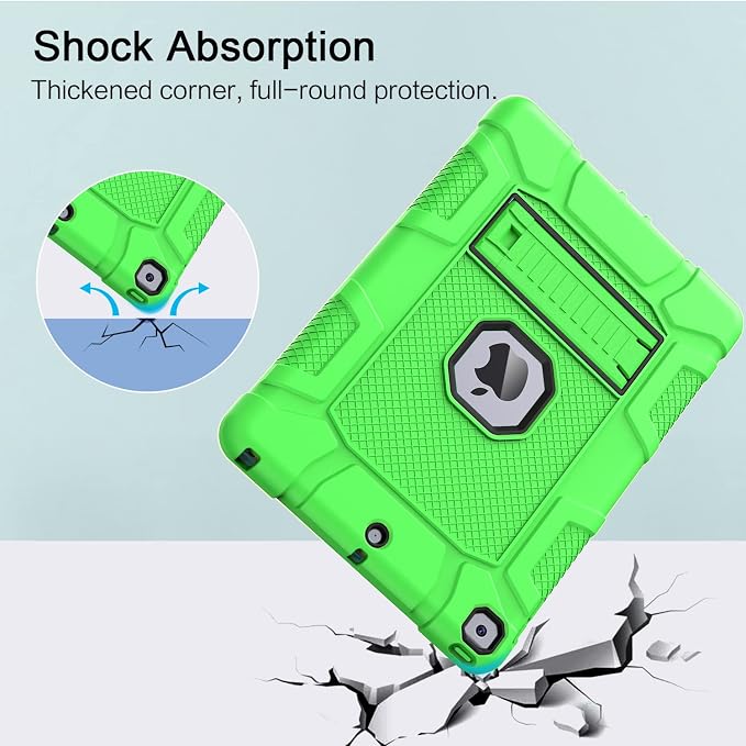 Azzsy Case for iPad 9th Generation/iPad 8th Generation/iPad 7th Generation (10.2 Inch 2021/2020/2019 Model) Heavy Duty Shockproof Rugged Protective Case for iPad 10.2 inch Alpine Green