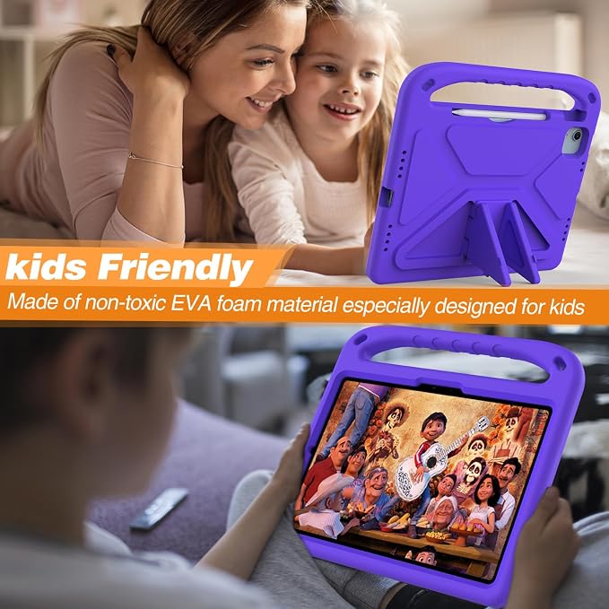 Dteck Kids Case for iPad 10.2 - Shockproof Rugged EVA Handle Stand Child Proof Case for iPad 9/8/7 Generation Black