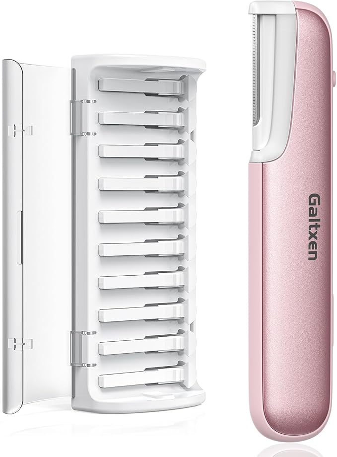 Galtxen Dermaplaning Tool for Women Pink - Facial Exfoliation & Peach Fuzz Hair Removal with Rechargeable Sonic Edge Technology, 10 Refill Blades