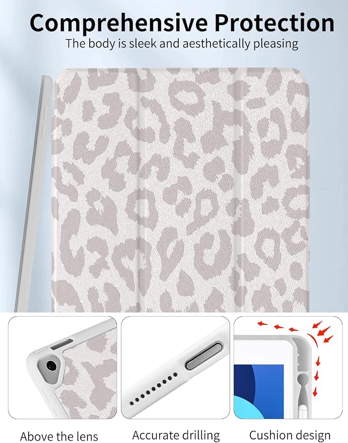 Case for iPad 9th/ 8th/ 7th Generation Case 10.2&amp10.5 Inch (2021/2020/2019 Release) Slim Lightweight Soft Trifold Back Cover with Pencil Holder &amp Auto Sleep/Wake CoverBeige Checkered