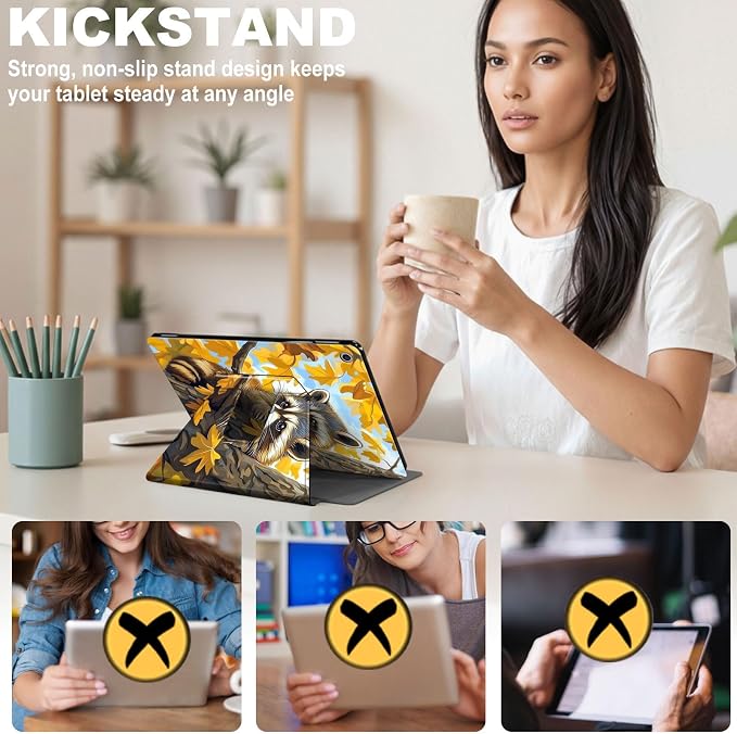 for iPad 11th Generation (A16 2025) 11 / iPad 10th Gen 10.9 2022 Case 360° Rotating PU Leather Stand Cover with Auto Sleep/Wake Shockproof TPU Backl Raccoon Perched
