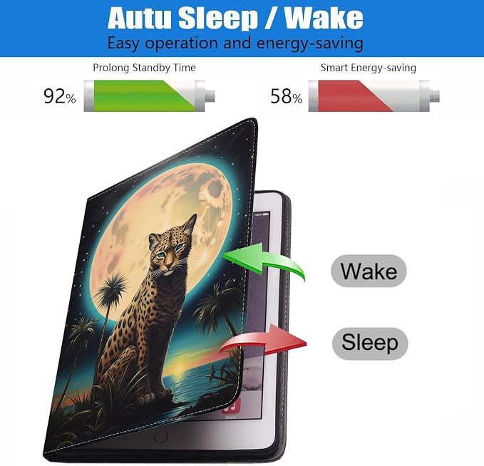 Case for iPad 6th/5th Generation (2018 2017 Model 9.7 Inch) iPad Air 2/Air 1 (9.7 Inch) Slim PU Leather Stand Folio Cover with Auto Wake Sleep African Woman Wolf