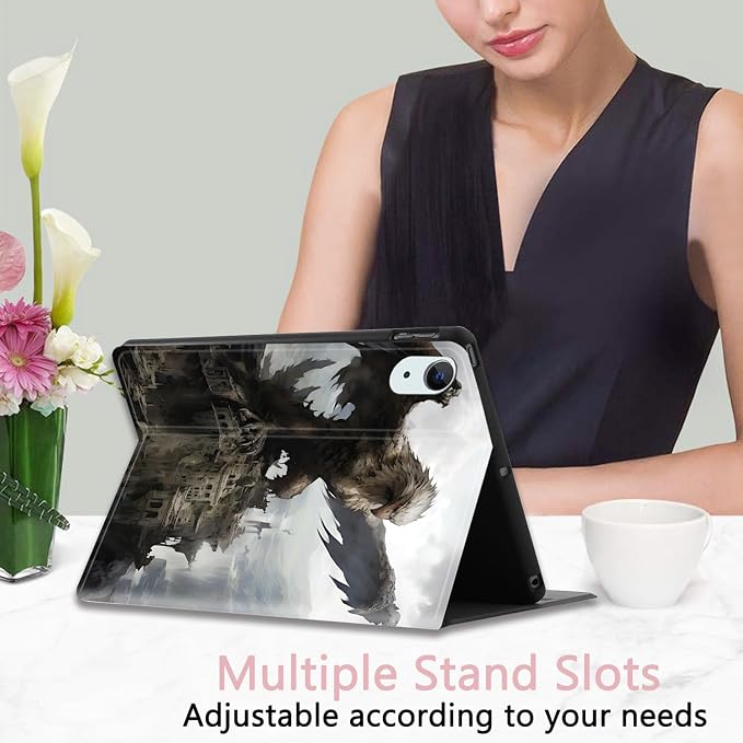 Case for iPad Pro 13 Inch M4 (2024) Slim Multi-Angle Smart Stand Cover with Automatic Sleep/Wake Function for iPad Pro 13 Inch Art Dragonfly
