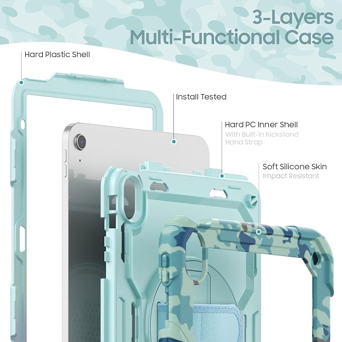 Dteck for Apple iPad 11 inch (A16 11th Gen) iPad 10.9 inch (10th Gen) Slim Clear Case with Kickstand Pencil Holder Reinforced Shockproof Corners Soft TPU Lightweight Protective Cover Transparent