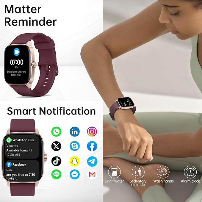 Smart Watches for Women Men with Bluetooth Call & AI Voice, 1.85" HD Fitness Tracker with Heart Rate SpO2 Sleep Monitor, 100+ Sports Modes,Mini Games, IP68 Waterproof Smartwatch for Android iOS Phones