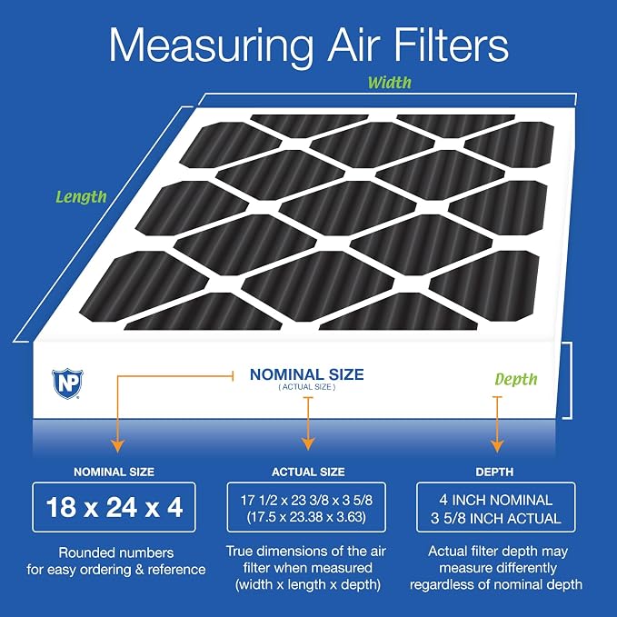 Nordic Pure 18x24x4 Pure Carbon Pleated Odor Reduction Merv 8 Furnace Filters 2