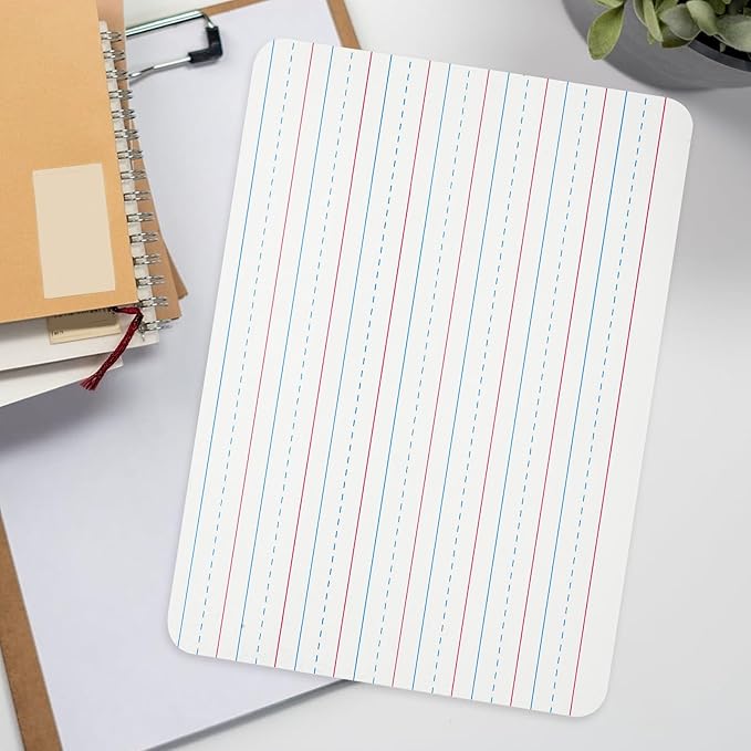 Double Sided Dry Erase Board 12x18 Inch with Lined Grid and Plain Surface, Small Whiteboard for Office and Classroom Use, Personal Portable Writing Board for Meetings and Study