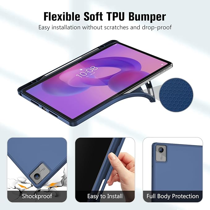 ProCase Full-Edge Case for Lenovo Idea Tab 11 2025 &amp Tab K11 Gen 2 | Slim Trifold Stand Cover with Shockproof TPU Back Pencil Holder &amp Full Protection - Black