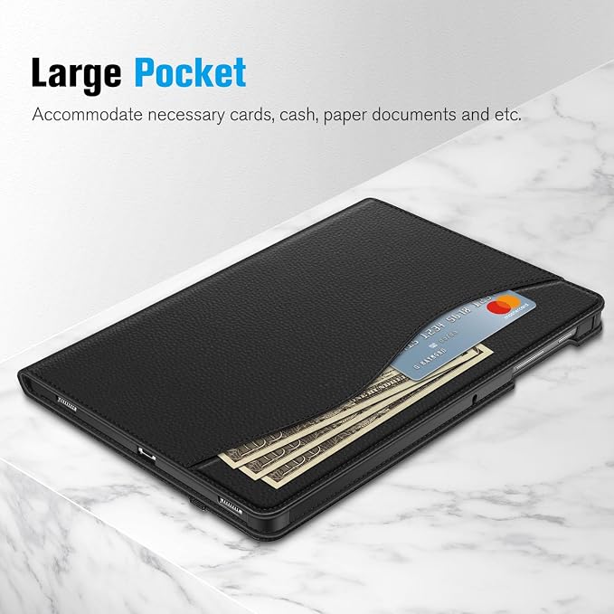 Fintie Multi-Angle Viewing Case for Samsung Galaxy Tab S8+/S7 FE/S7+ 12.4 | Front Card Pocket 3 Viewing Angles S Pen Holder Auto Wake/Sleep Black