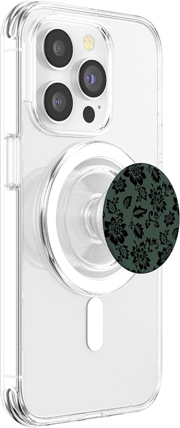 Black Hunter Green Floral PopSockets Adhesive PopGrip