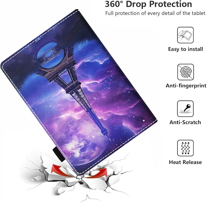 Case for Amazon Kindle Fire HD 8/Fire HD 8 Plus Tablet (12th/10th Generation 2024/2022/2020 Release) - PU Leather Folio Cover with Smart Auto Wake/Sleep Bald Eagle
