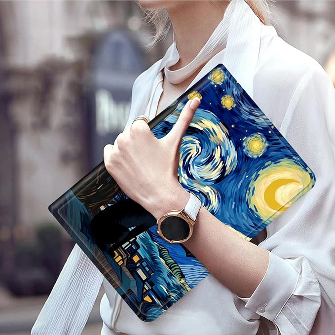 Case for 7 All-New Kindle Paperwhite (12th Generation 2024) and Kindle Colorsoft Signature Edition CoverSlim PU Leather Smart Cases with Auto Wake/Sleep-Black Cat Night Sky