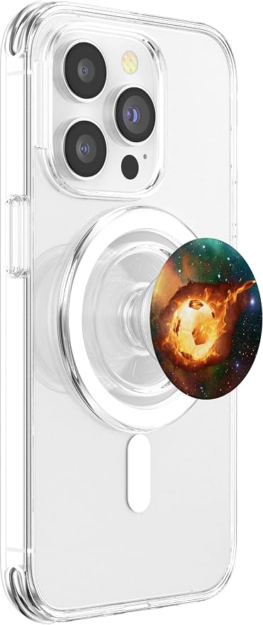 Galaxy Soccer Ball Pop Socket - Flaming Soccer Bal Futbol PopSockets Adhesive PopGrip