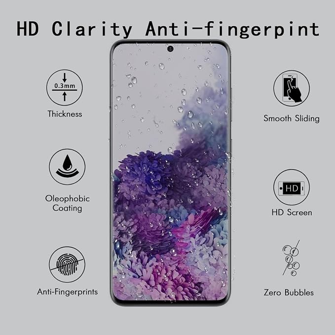 [4 Pack] Tempered Glass Screen Protector for Samsung Galaxy S20 Ultra | Tempered Glass Scratch Resistant Easy-Install Bubble Free Anti-Fingerprint