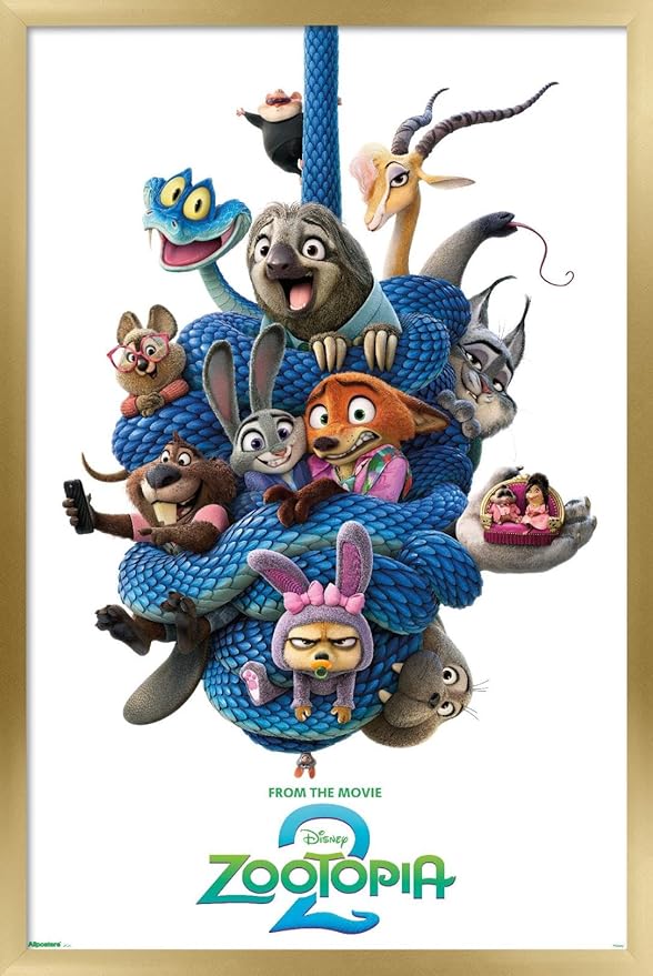Disney Zootopia 2 (2025) - Group One Sheet Wall Poster, 34L" x 22.4W", Gold Framed Version