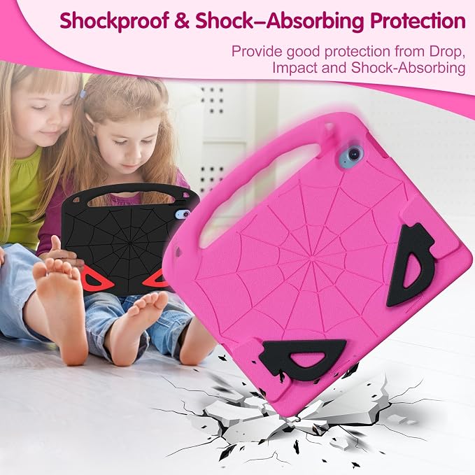 Kids Case for iPad A16 11th/ 10th Generation (2025/2022 Model) | iPad 11/ iPad 10 Full-Body Drop Protection cover with Screen Protector EVA Shockproof Handle Stand Black