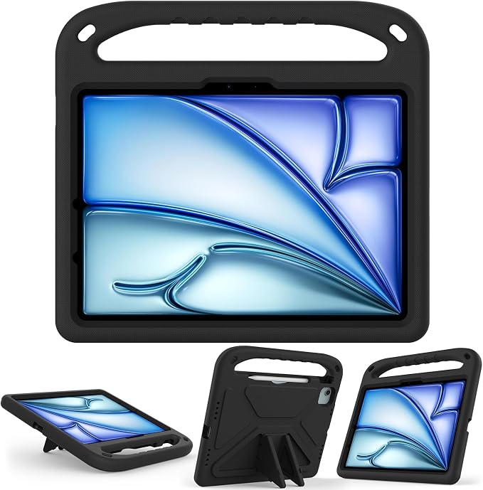 Dteck Kids Case for iPad 10.2 - Shockproof Rugged EVA Handle Stand Child Proof Case for iPad 9/8/7 Generation Black