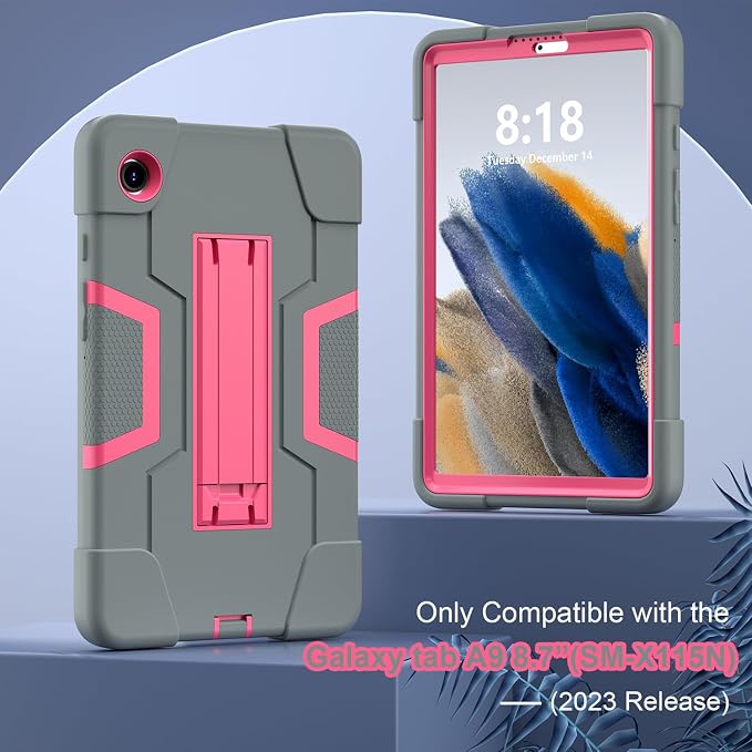 case for Galaxy Tab A9 8.7 2023 Case Hard PC Soft Silicone Kickstand Rugged Heavy Duty High Impact Protective Case for Samsung Galaxy Tab A9 8.7 Inch 2023 SM-X110 SM-X115 Black