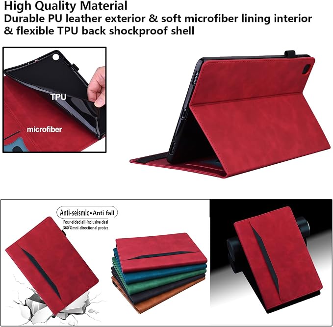 Fire HD 8 Case Slim Folding Stand Auto Wake/Sleep Wallet Case with Cards/Cash Holder for Amazon Fire HD 8(8th/7th/6th Gen 2018/2017/2016 Release)-Black