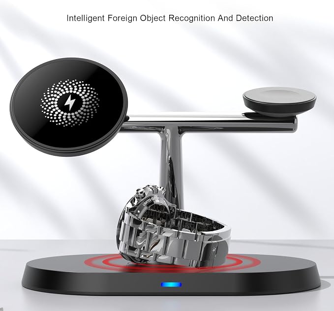 Cuifati 3 in 1 Wireless Charger Stand Fast Magnetic Charging Station for Multiple Devices with 15W Output for Phones
