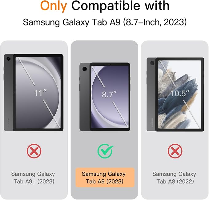 JETech Folio Case Cover for Samsung Galaxy Tab A9 8.7 Black | Multi-Angle Stand Cover Slim Protective Cover Auto Wake/Sleep