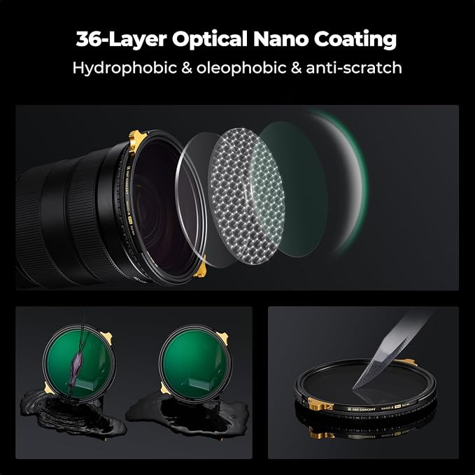 K&F CONCEPT 52mm Variable ND2-32 ND Lens Filter & Circular Polarizing Filter