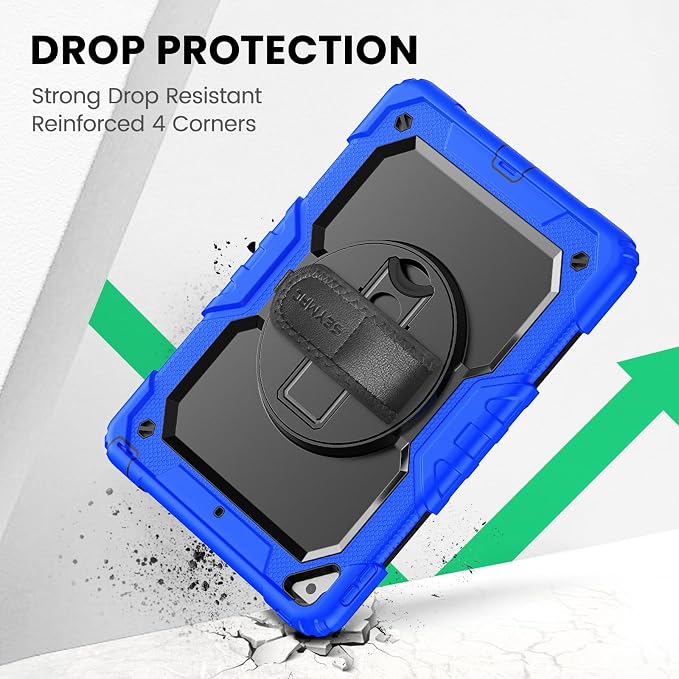 SEYMAC Case for iPad Air 3/ Pro 10.5 inch/Air 3rd Generation 10.5'' Black | Heavy Duty Shockproof Protective Built-in Screen Protector 360° Rotating Stand Hand/Shoulder Strap