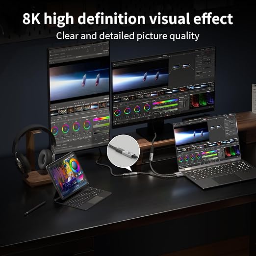 Long USB C Extension Cable 10FT Compatible with Thunderbolt 540Gbps Data &amp 240W Charging 8K@120Hz Video for Display Type C Male to Female Extender for Thunderbolt 4/3 /SSD/USB Hub/Dock