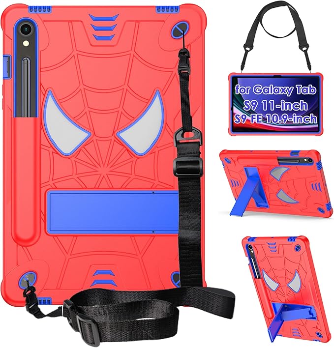 DETUOSI Case for Samsung Galaxy Tab S10 Lite / S10 FE / S9 FE 10.9-Inch with S Pen Holder + Shoulder Strap3-Layer Hybrid Heavy Duty Full-Body Shockproof4-Angle Viewing Protective Cover