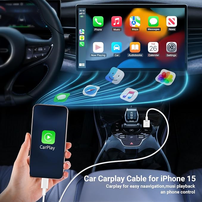 Car Carplay Cable for iPhone 16 15 Pro Max 15 Plus Car Charger 6FT USB to USB C Cable for Car Charger Adapter Carplay USB C Cord Accessories Charging for iPad 10th Gen/iPad Pro Air 5th-DarkBlue