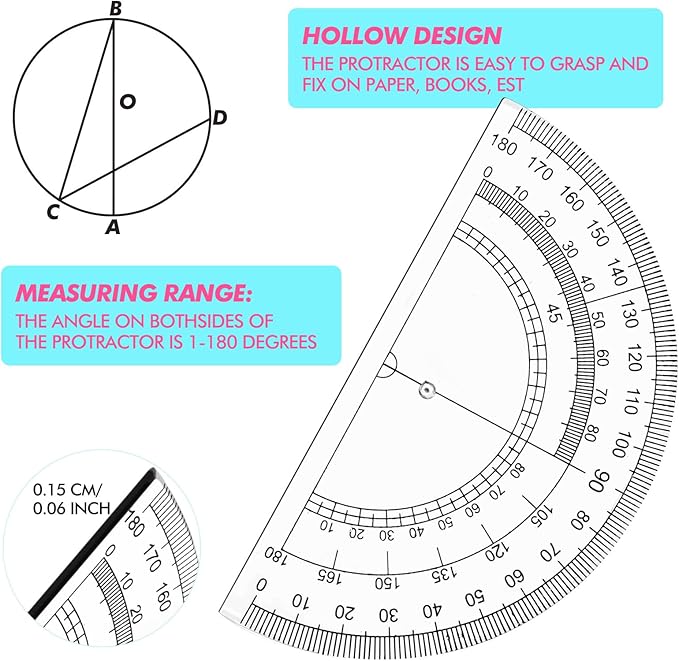 Zonon 36 Sets Math Geometry Kit Student 10 Pcs Shatterproof Storage Box Includes Compass, Rulers, Protractor, Eraser, Pencil Sharpener, Lead Refills, Pencil for Back to School Students Class Teacher