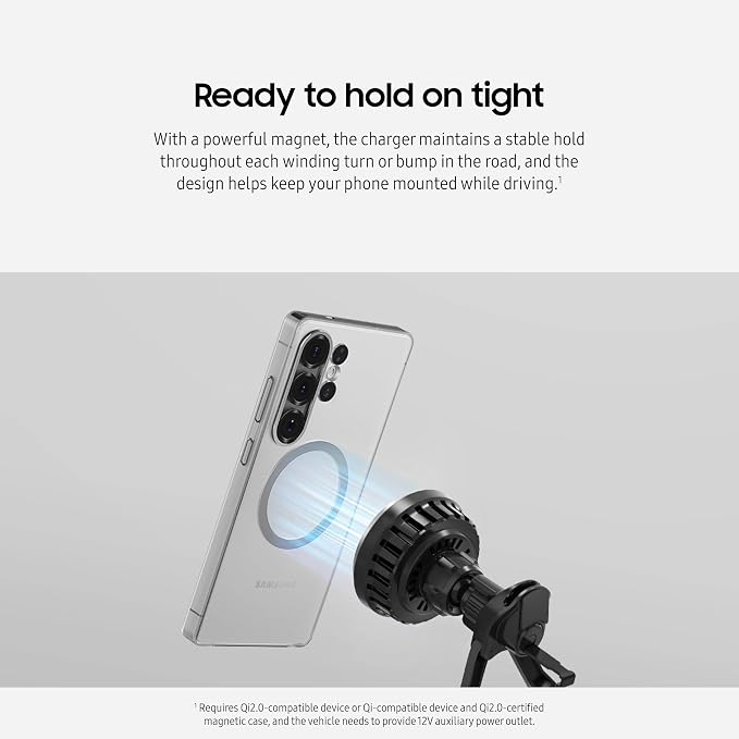Samsung Single Wireless Charger Fast Charging Slim Design | Qi2.0 Technology Magnetic Desk or Bedside Charging Station