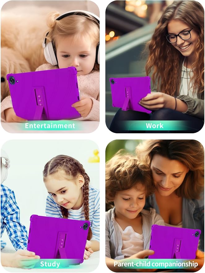 Case for Urao G140L Tablet 14 inch Android 15 TabletWUNIAK Shock Proof Lightweight Stand Rubber Shell Protective CoverKids Friendly Soft Silicone Adjustable Stand CoverBlack