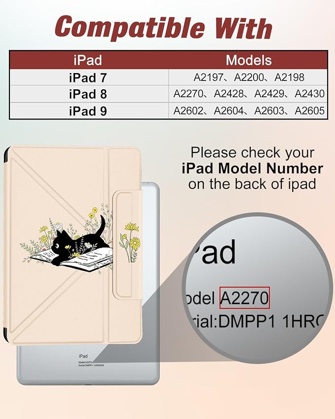 for iPad 9th/8th/7th Generation 10.2 Inch Case with Pen Holder for Boys Girls Women Men Cute Cartoon Anime Cool Funny Protector Stand Tablet Cover for Apple i Pad 7/8/9 Book Cat