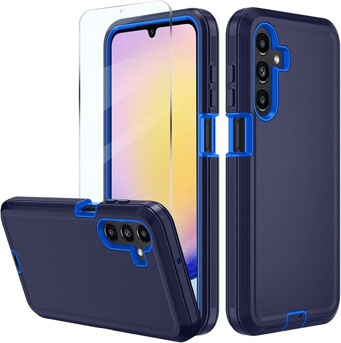 for Samsung Galaxy A17 5G caseA16 5G Heavy Duty casewith A Tempered Glass Screen Protector [Military Grade Protective ] [Shockproof] [Dropproof] [Dust-Proof]for Galaxy A17 / A16(Black)
