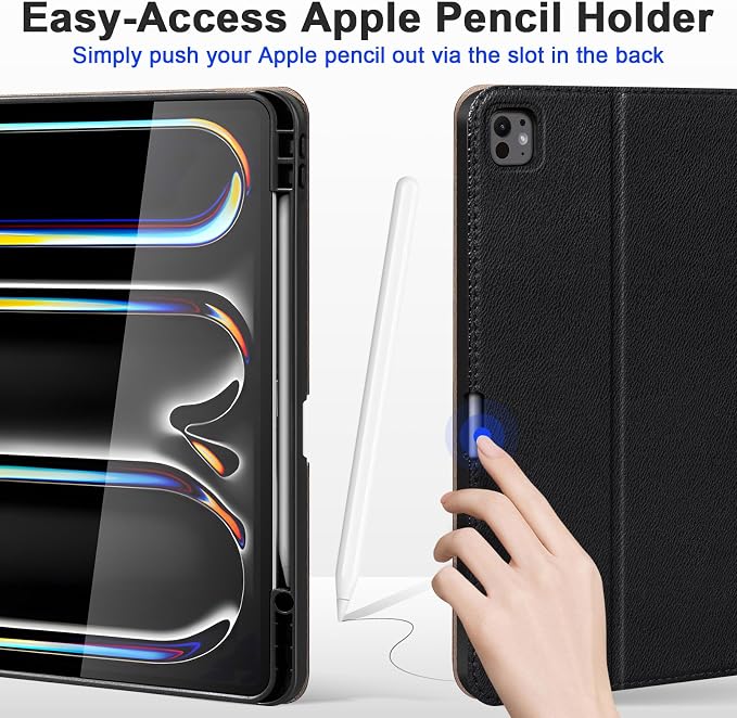 Case for iPad mini 7 (A17) ProiPad mini 7th/6th Gen (2024/2021) | Microfiber Leather Folio Cover with Adjustable Multi-angle StandAuto Sleep/WakeShockproof Protection CaseBlack