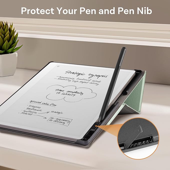 CoBak Case Compatible with Remarkable 2 Paper Tablet Black | Built-in Pen Holder Multi-Angle Foldable Stand Custom Fit for 2020 Released reMarkable 2