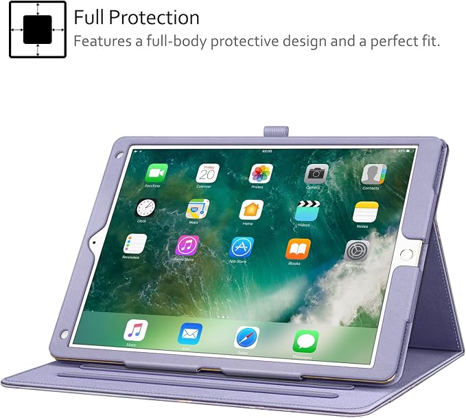 Fintie Multi-Angle Case 2017/2015 iPad Pro 12.9 inch (Old Model) 1st &amp 2nd Gen Case - [Corner Protection] Folio Stand Cover with Pencil Holder &amp Pocket Auto Wake/Sleep Blooming Hibiscus