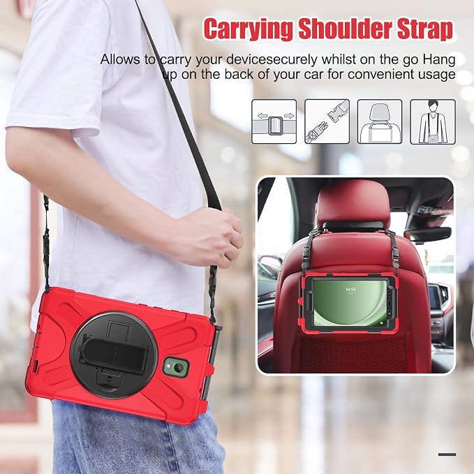 Samsung Galaxy Tab Active5/Active 3 8.0 Case with 360 Stand Handle Hand Strap &amp Shoulder Strap for Galaxy Tab Active5 8 2024 X300/X307 Active3 8 2020 T570/T575/T577 (Black)