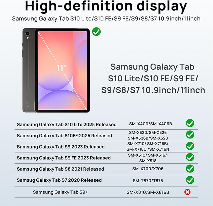 Gerutek Case for Samsung Galaxy Tab S10 FE+/ S10 FE Plus 2025 13.1 Inch Full-Body Drop Protective Case with Screen Protector Pen Holder 360° Rotate Hand Strap &amp StandShoulder Strap Black